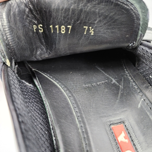 Prada Slip on Black Leather Loafers Shoes Men's Prada Size 7.5 US 8.5 - Picture 10 of 11